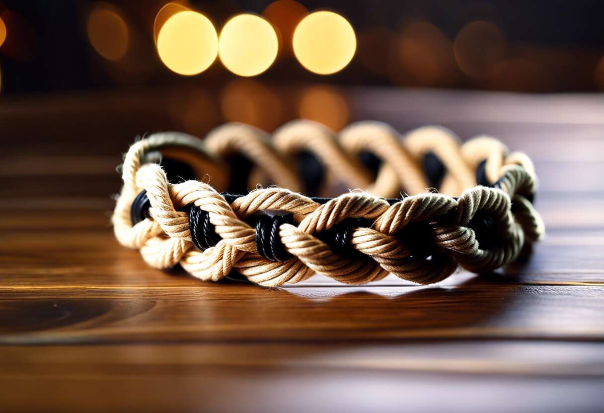 Réalisation pas à pas d'un bracelet simple en corde