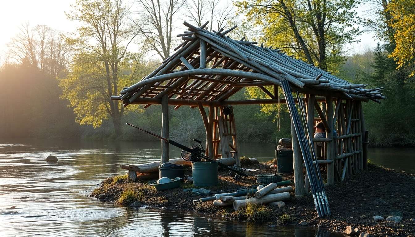 Survivalisme aquatique : construire un abri temporaire pour sessions de pêche prolongées