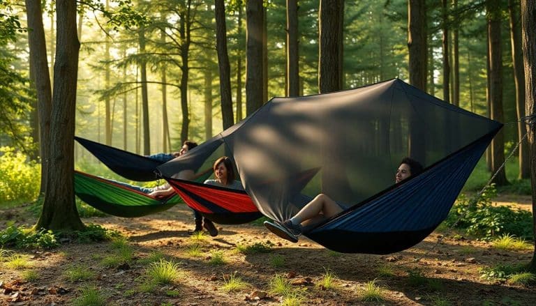Double camping hamac avec moustiquaire lit de voyage en plein air