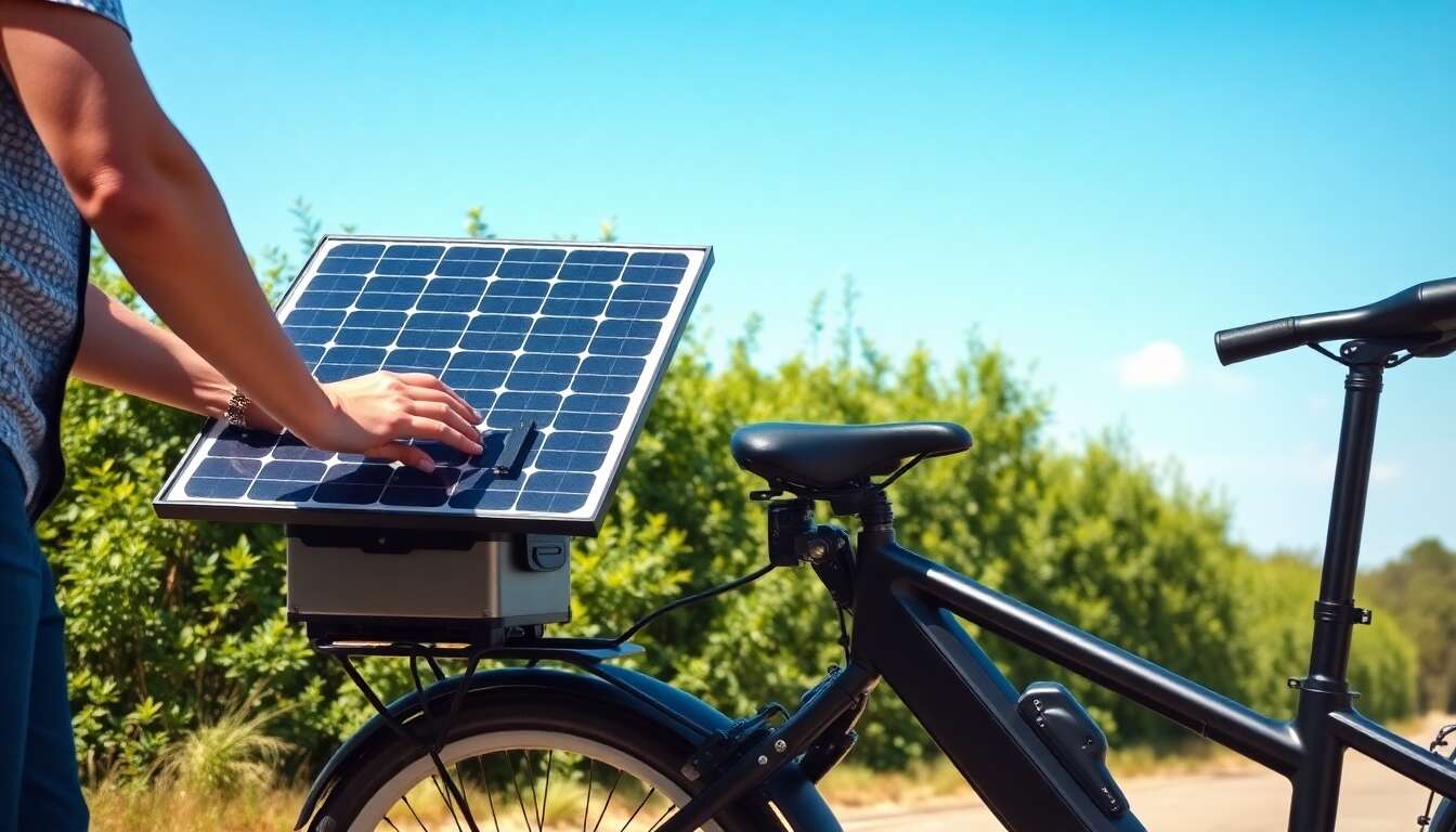 &eacute;quipements n&eacute;cessaires pour recharger un v&eacute;lo &eacute;lectrique &agrave; l'&eacute;nergie solaire