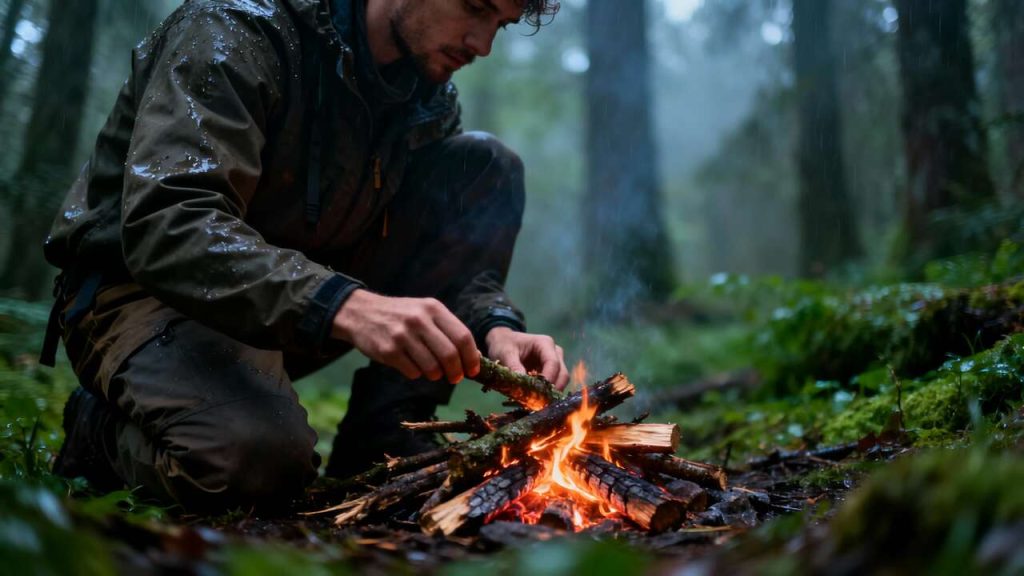 Survivre en forêt : techniques infaillibles pour allumer un feu par temps humide